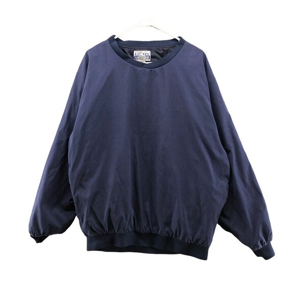 Vintage Golf Jacket Pullover Mens L Windbreaker Navy Blue Crewneck Nylon - Picture 1 of 9